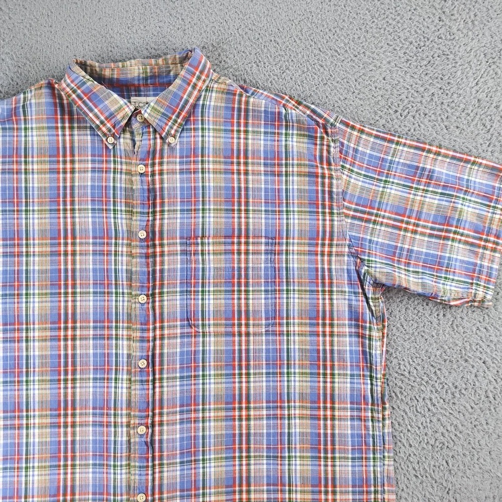 J.Crew Shirt Mens Tall XLT Oarsman Plaid Relaxed Fit Short Sleeve Button Down